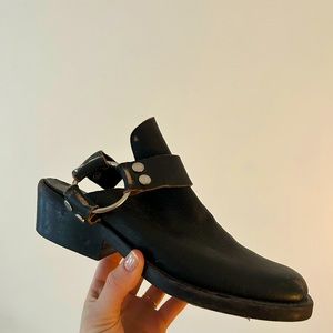 Balenciaga Santiago Distressed Leather Ankle Boots/Mules 37 EU/ 7 US